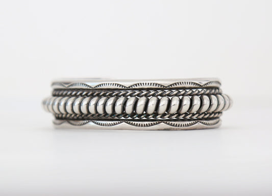 Vintage Navajo TAHE sterling silver signed cuff bracelet 56g