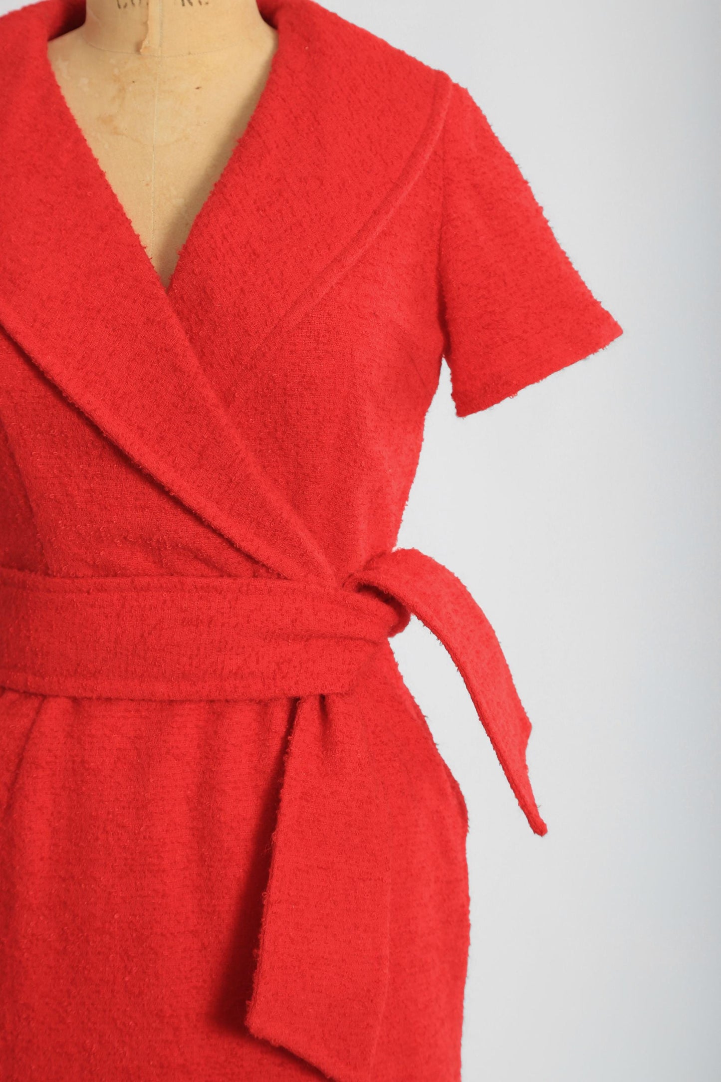 Vintage 50s red boucle knit dress