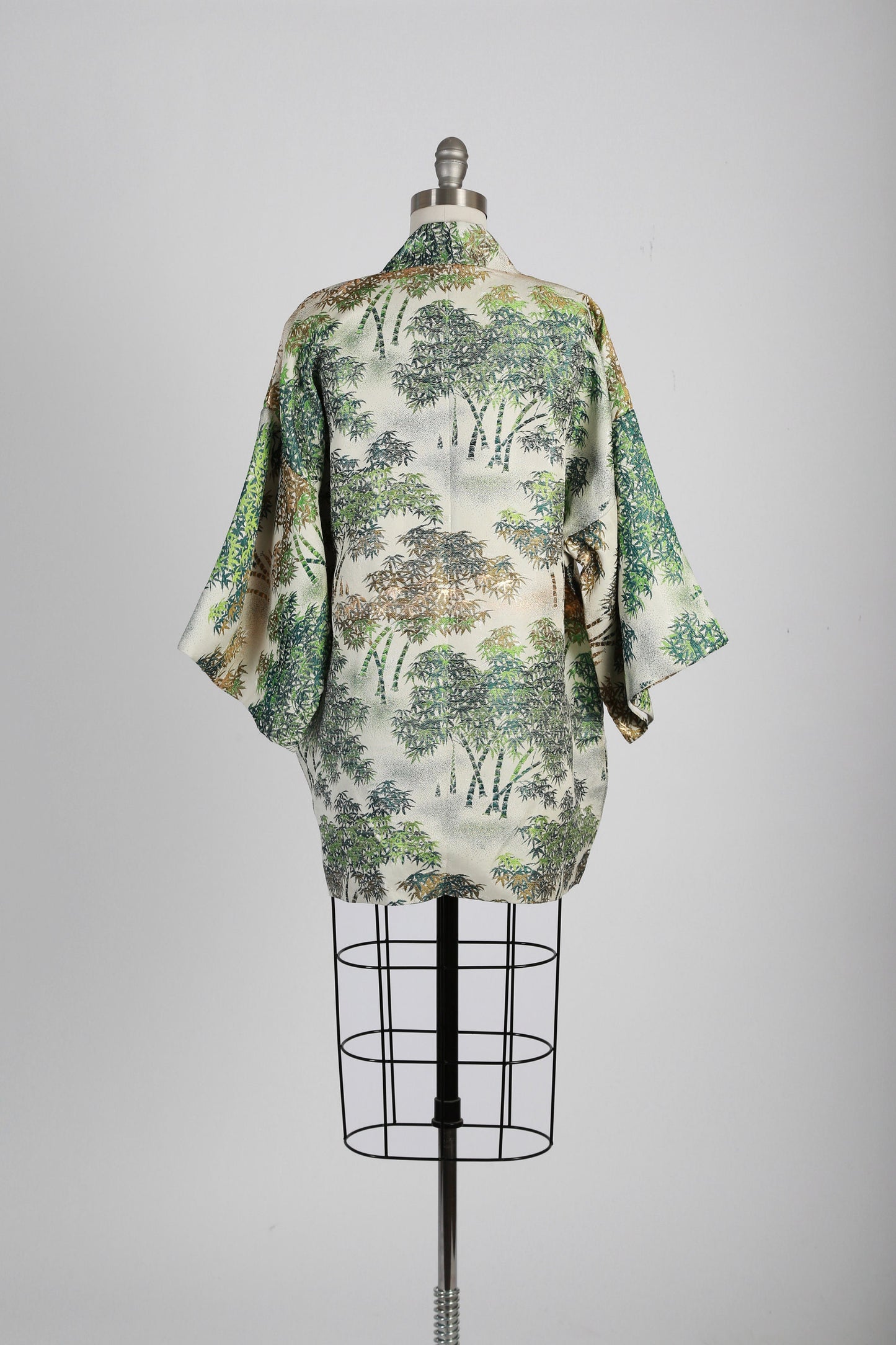 Antique vintage 50s metallic bamboo brocade Japanese coat jacket kimono