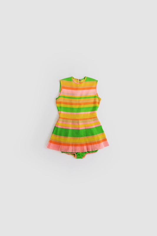 60s neon rainbow striped playsuit romper