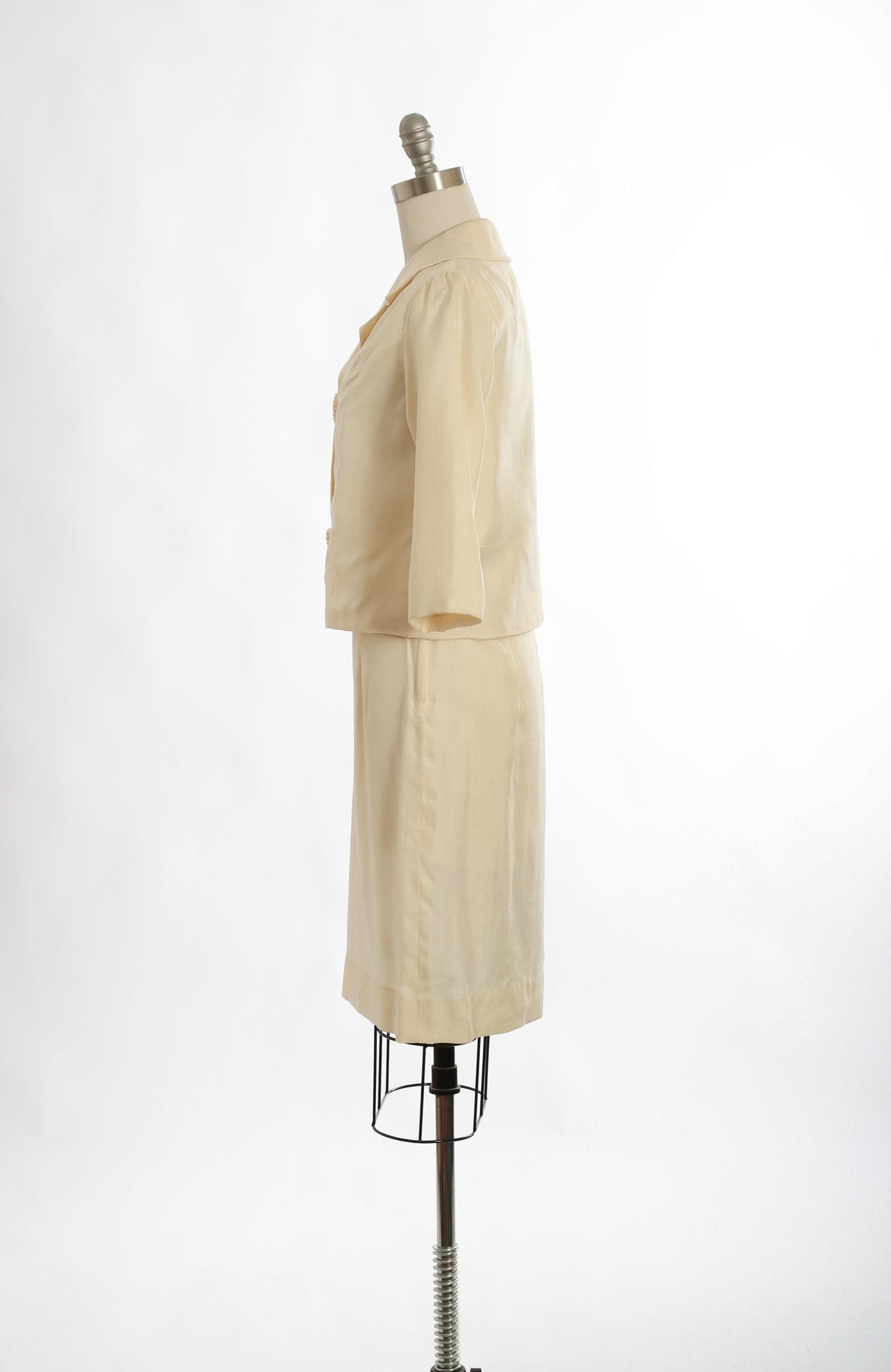 Vintage 60s Carol Brent ivory silk suit | 1960s 2pc dress suit jacket