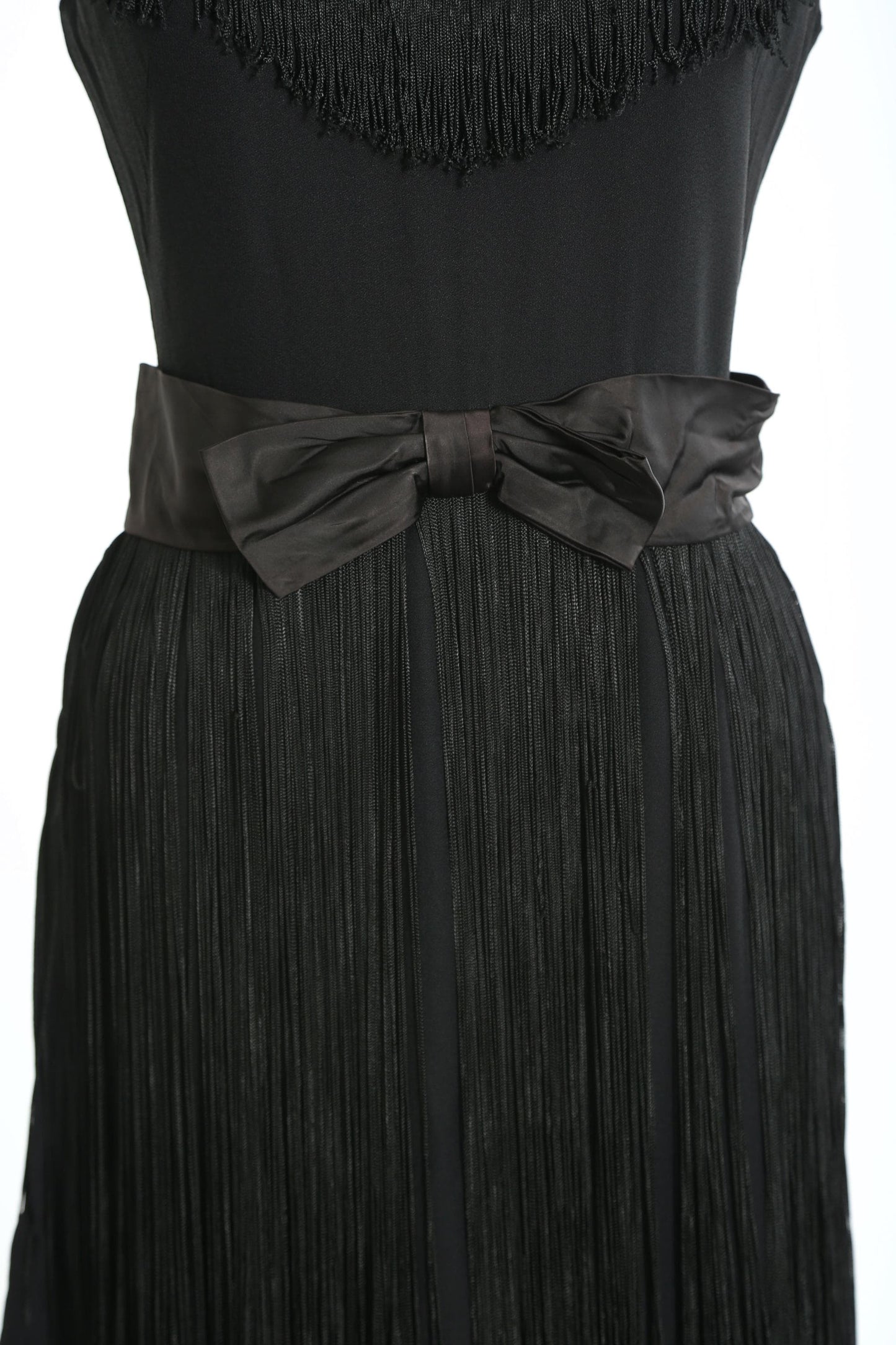 Vintage 60s Black BOW fringe mini dress