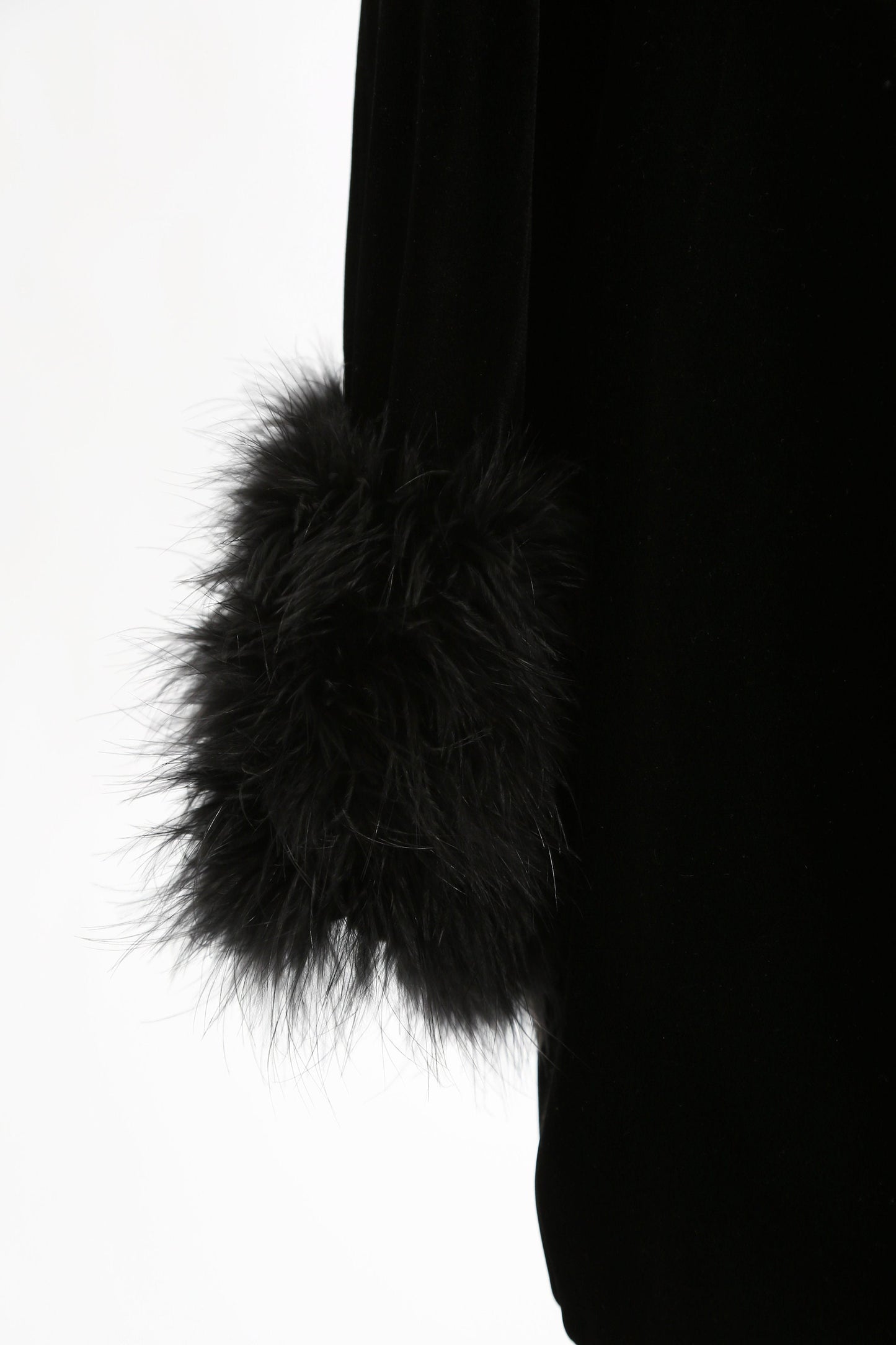 Vintage 60s black velvet ostrich feather opera coat