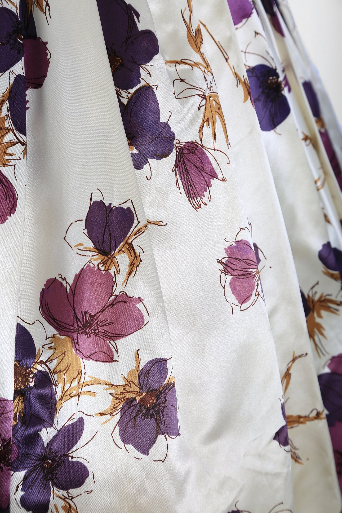 Vintage 50s purple floral satin dress ombre dress | Vintage 1950s artistic floral gown