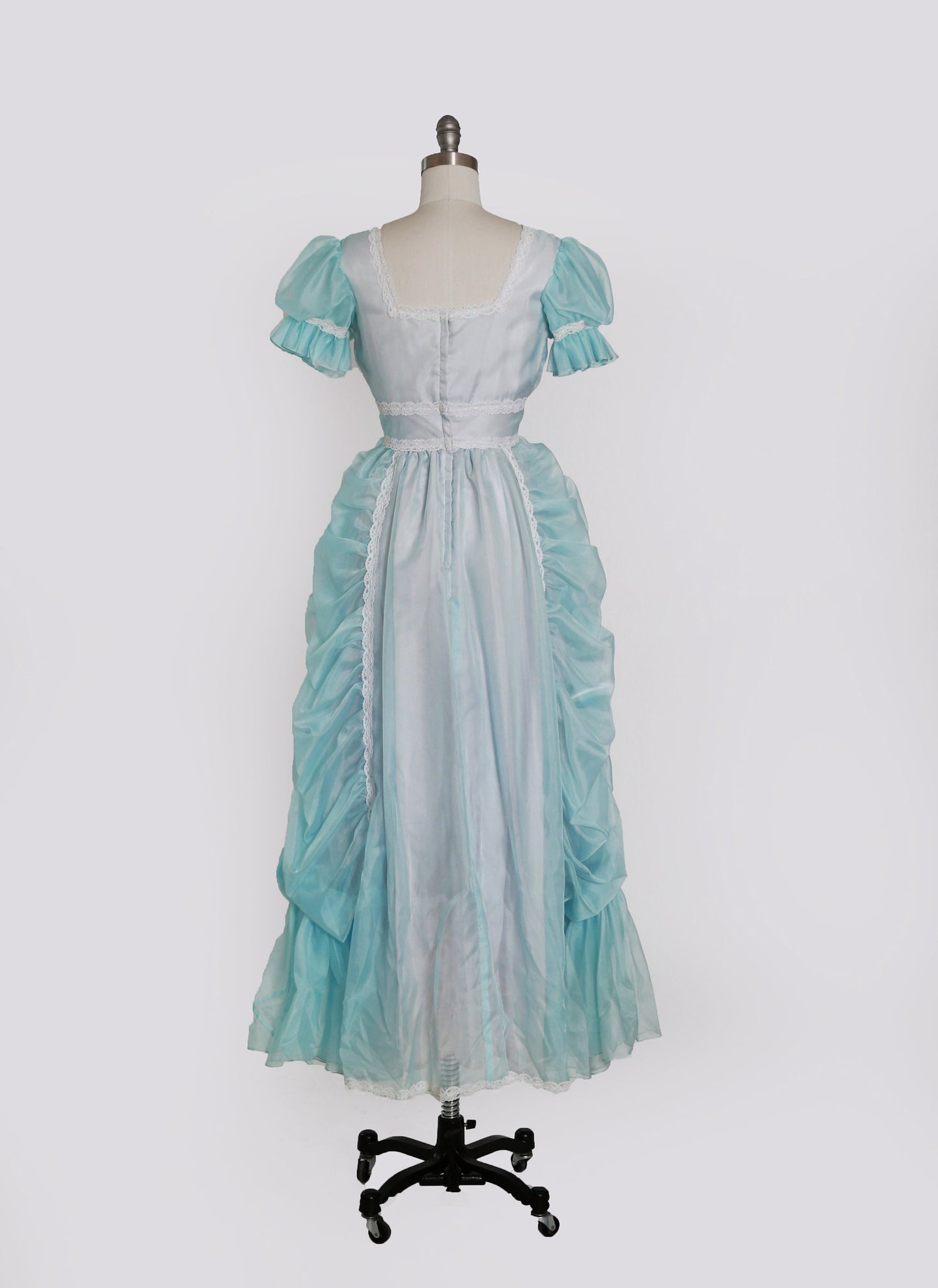 Cinderella dress | Vintage 70s blue ruffle prom dress | 1970s victorian puff gown