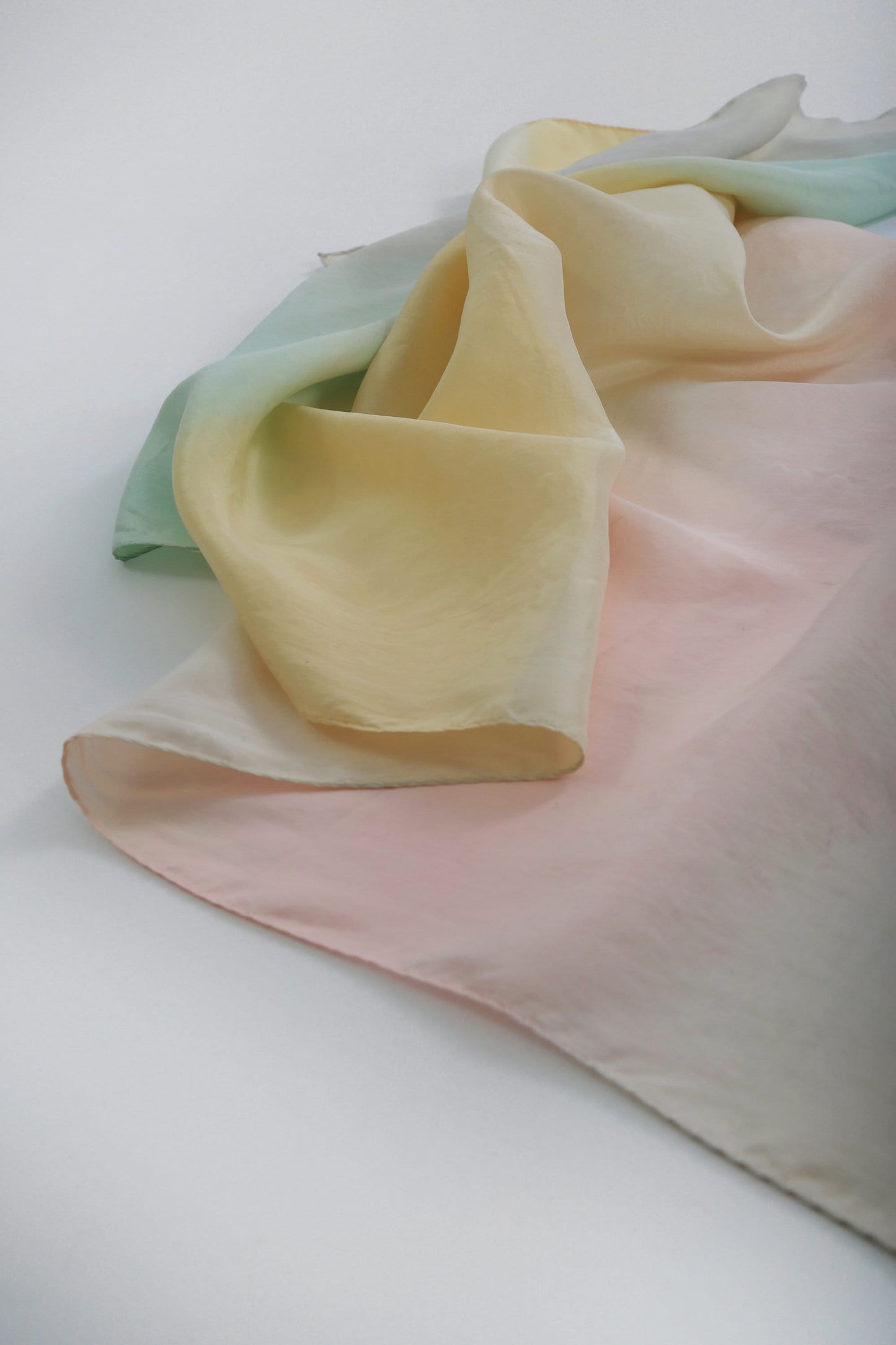 Vintage 60s rainbow ombre hand rolled silk scarf