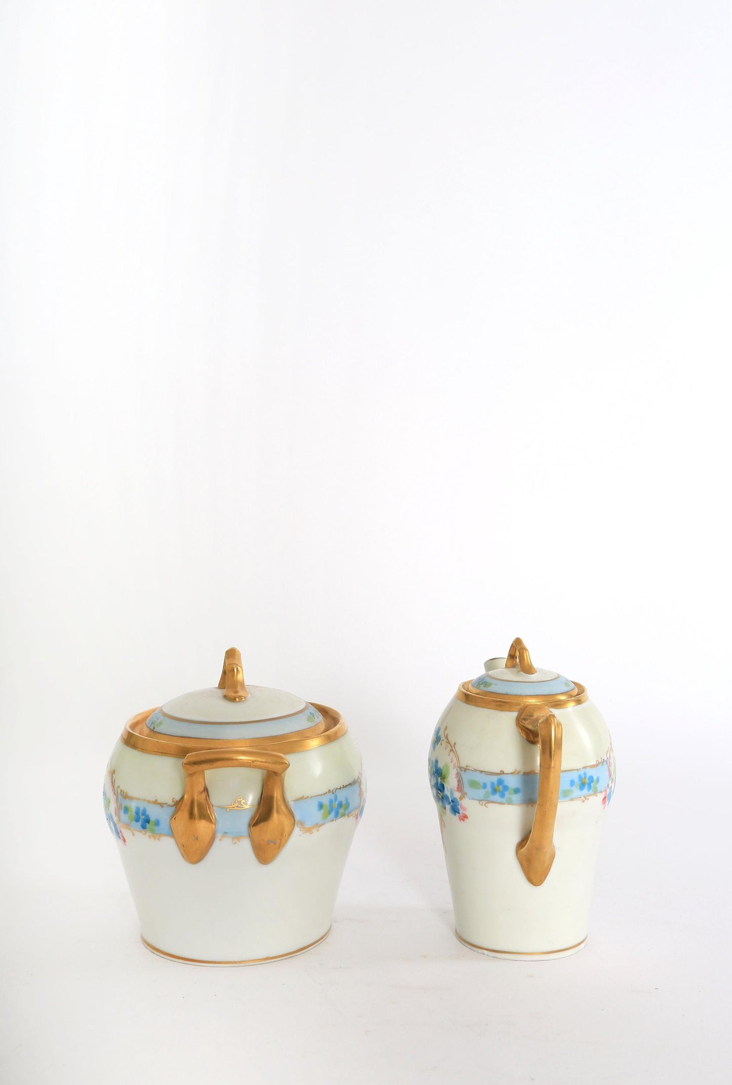 Antique vintage antique Bavaria Jul H Brauer hand painted floral creamer & sugar set 1910s
