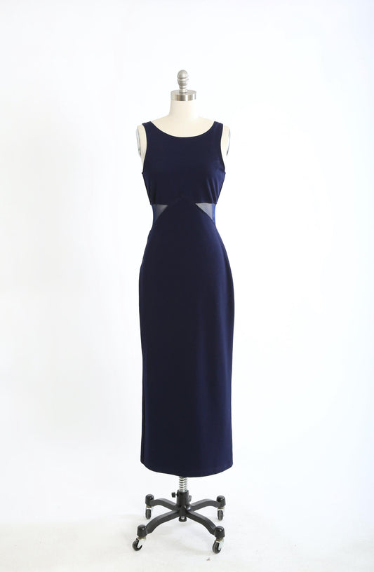 Y2K All that Jazz Navy blue cutout waist maxi dress