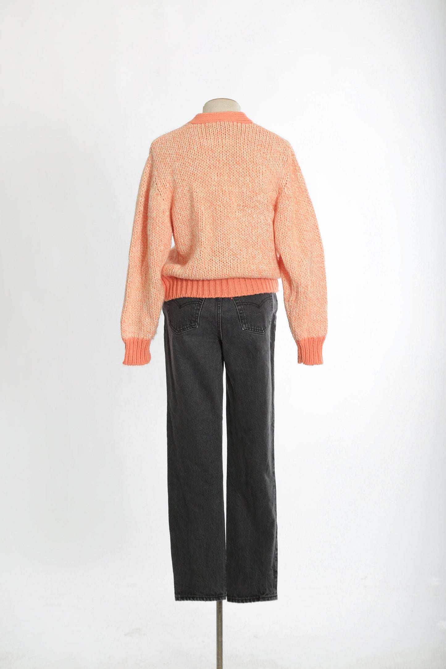 Vintage 90s chunky pink knit cardigan sweater