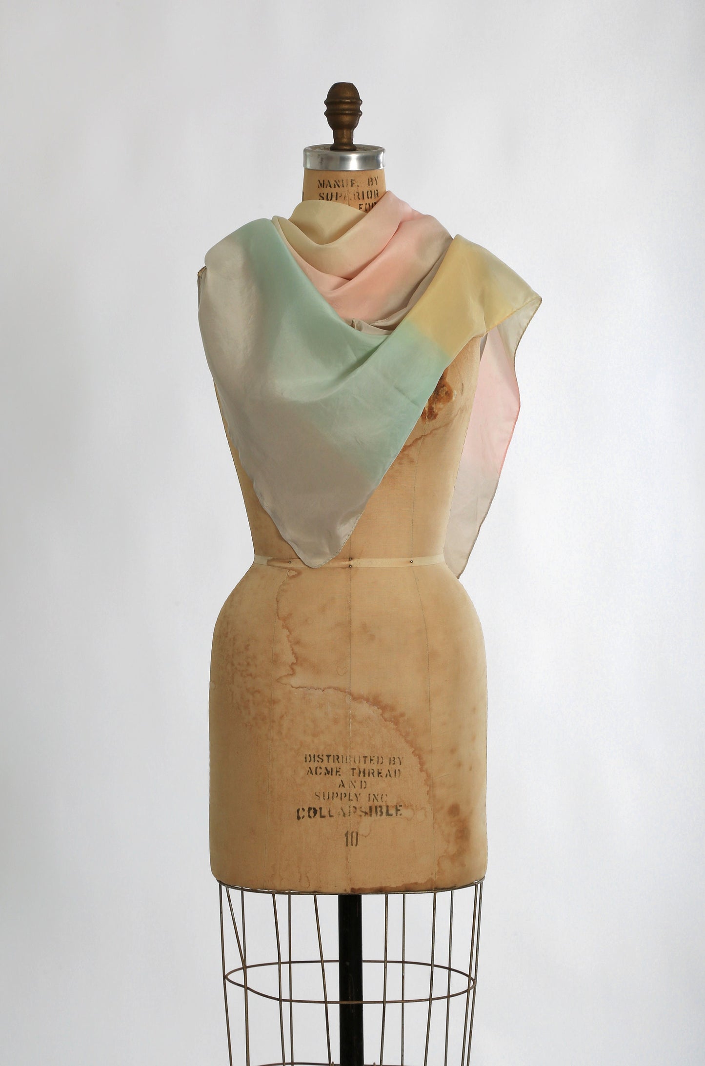 Vintage 60s rainbow ombre hand rolled silk scarf