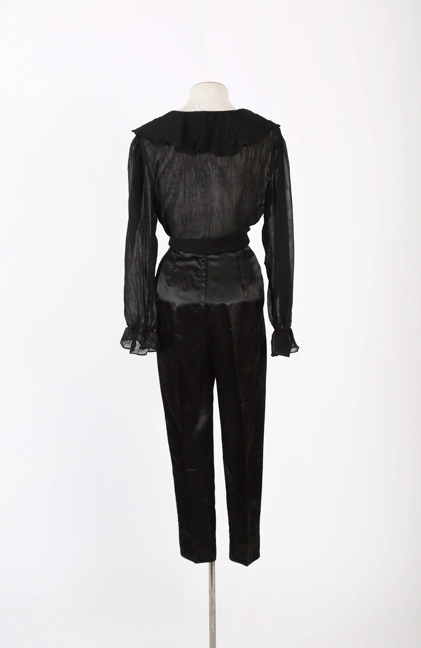 90s sheer black ruffle crop crop top