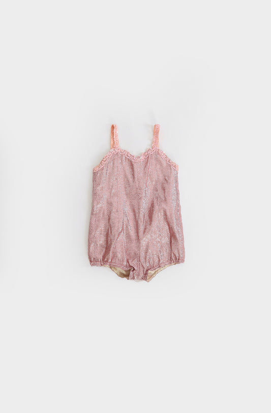 Vintage 40s 50s pink tensile sequin girls dance costume one piece