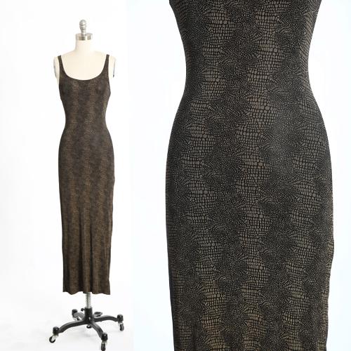 Vintage 90s alligator print bodycon maxi Dress