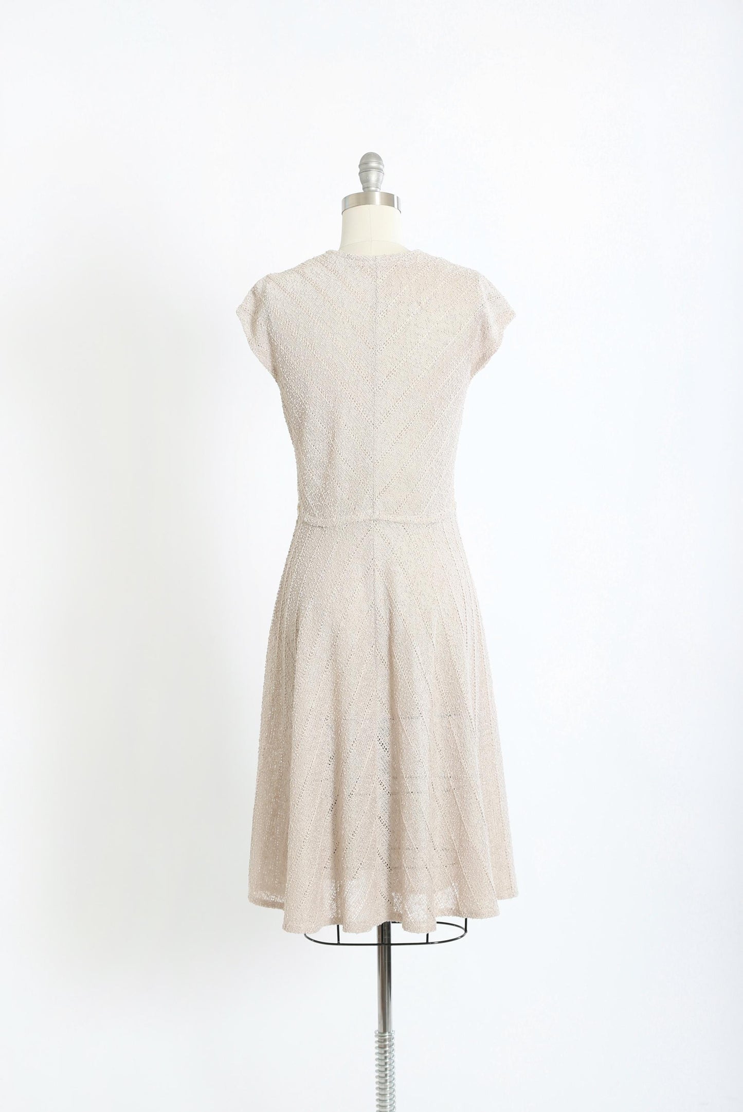 70s Gray knit dress | Vintage 1970s Crochet knit Dress