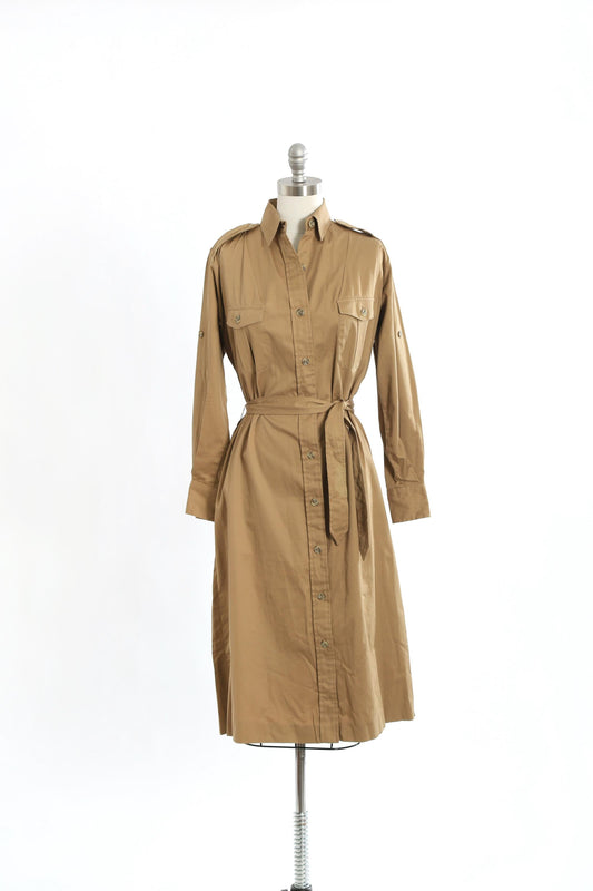 70s Cable Car Robert Kirk khaki cotton shirt dress