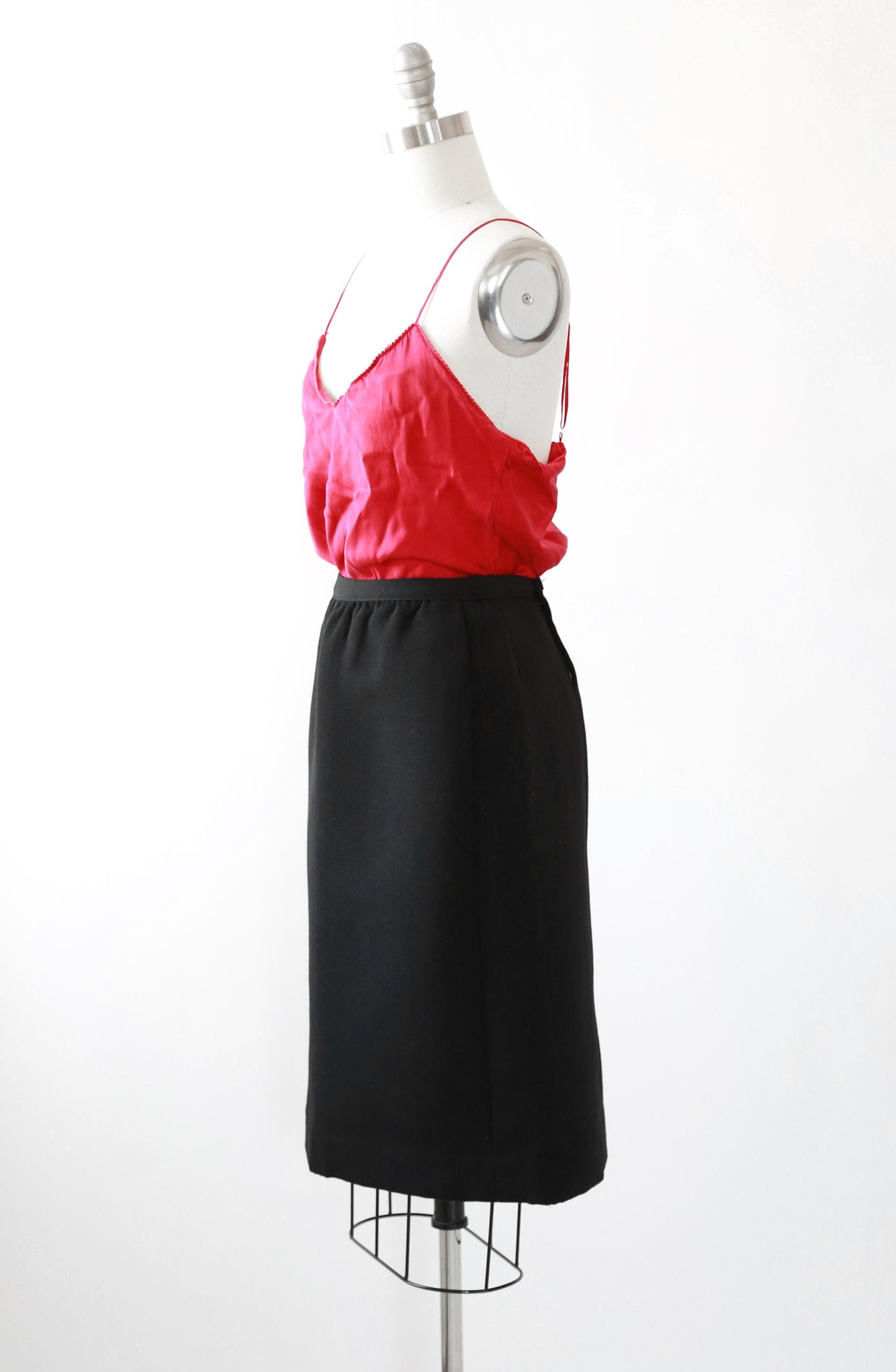 Vintage 60s black knit wool skirt