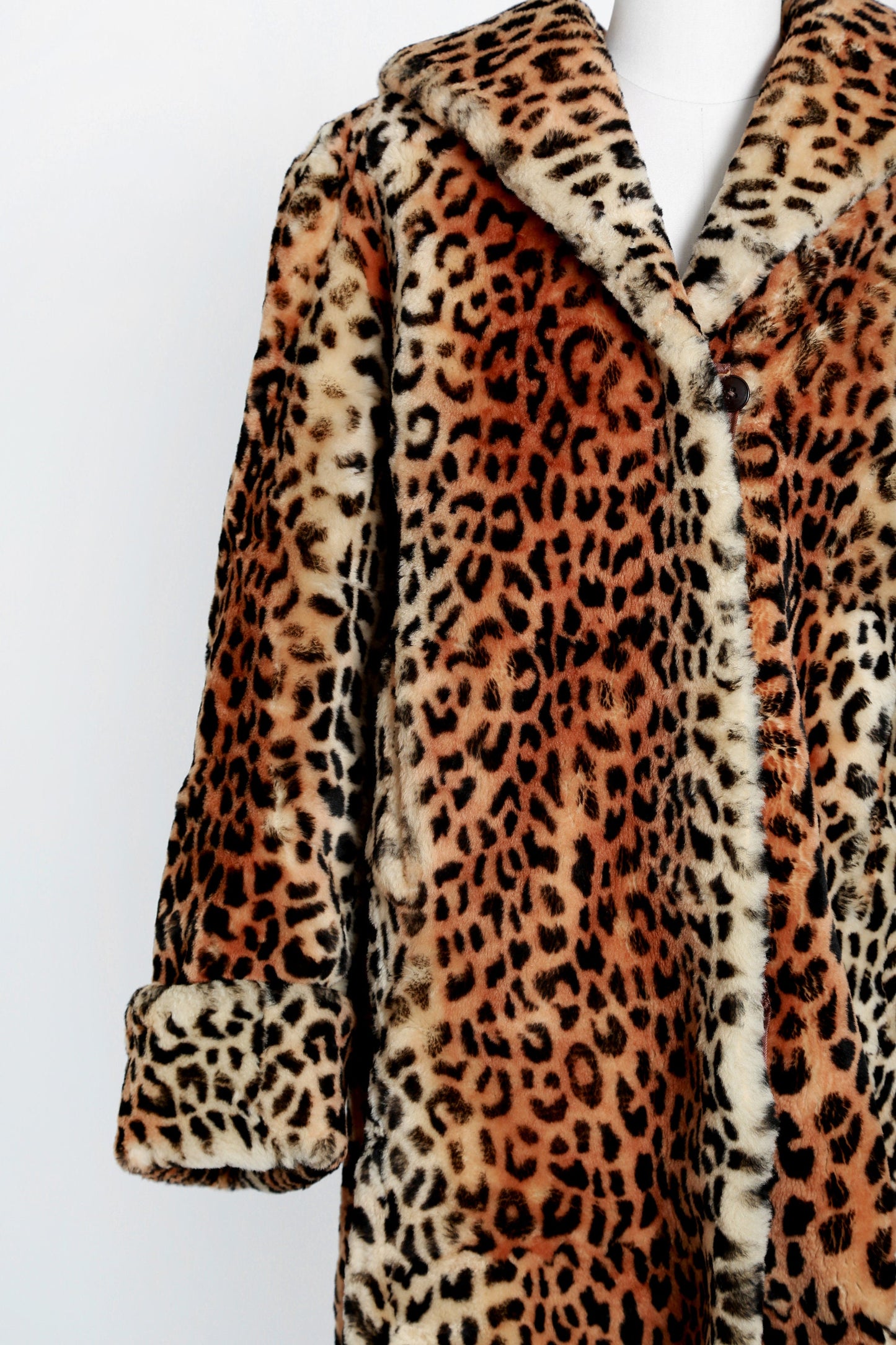 50s leopard print fur coat | Vintage 1950s sheepskin shearling fur Leopard print stroller