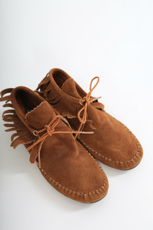 Vintage 70s Taos brown leather moccasins women's size 7