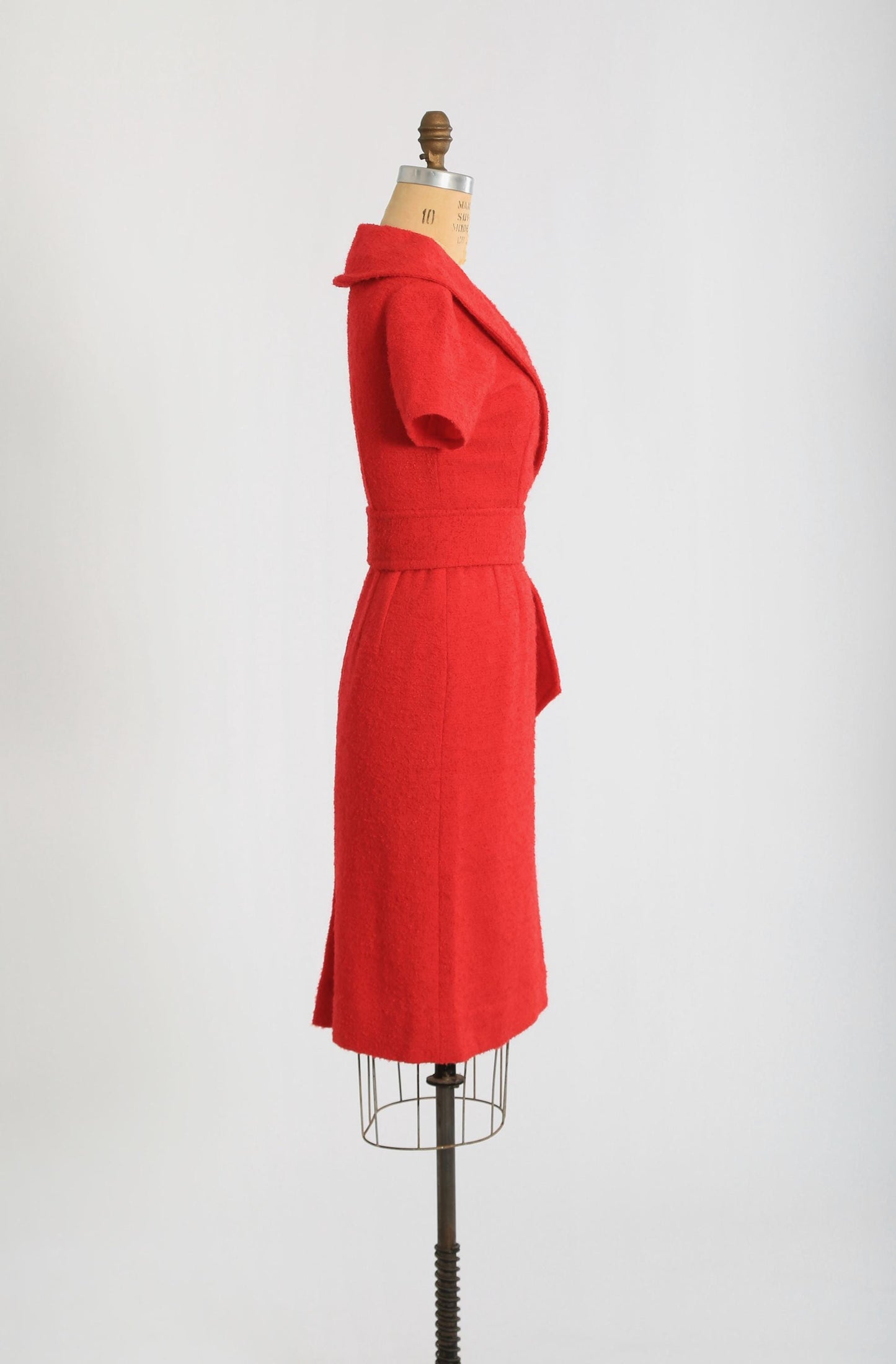Vintage 50s red boucle knit dress