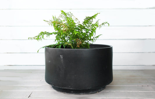 Gainey C-24 Matte Black planter | Vintage Large black Gainey Ceramic La Verne CALIF Planter