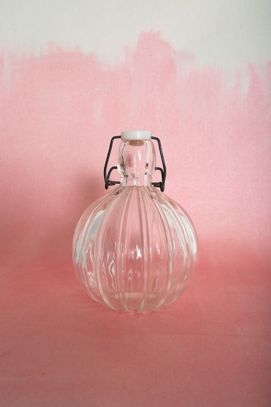 Vintage round ribbed glass liqueur bottle decanter