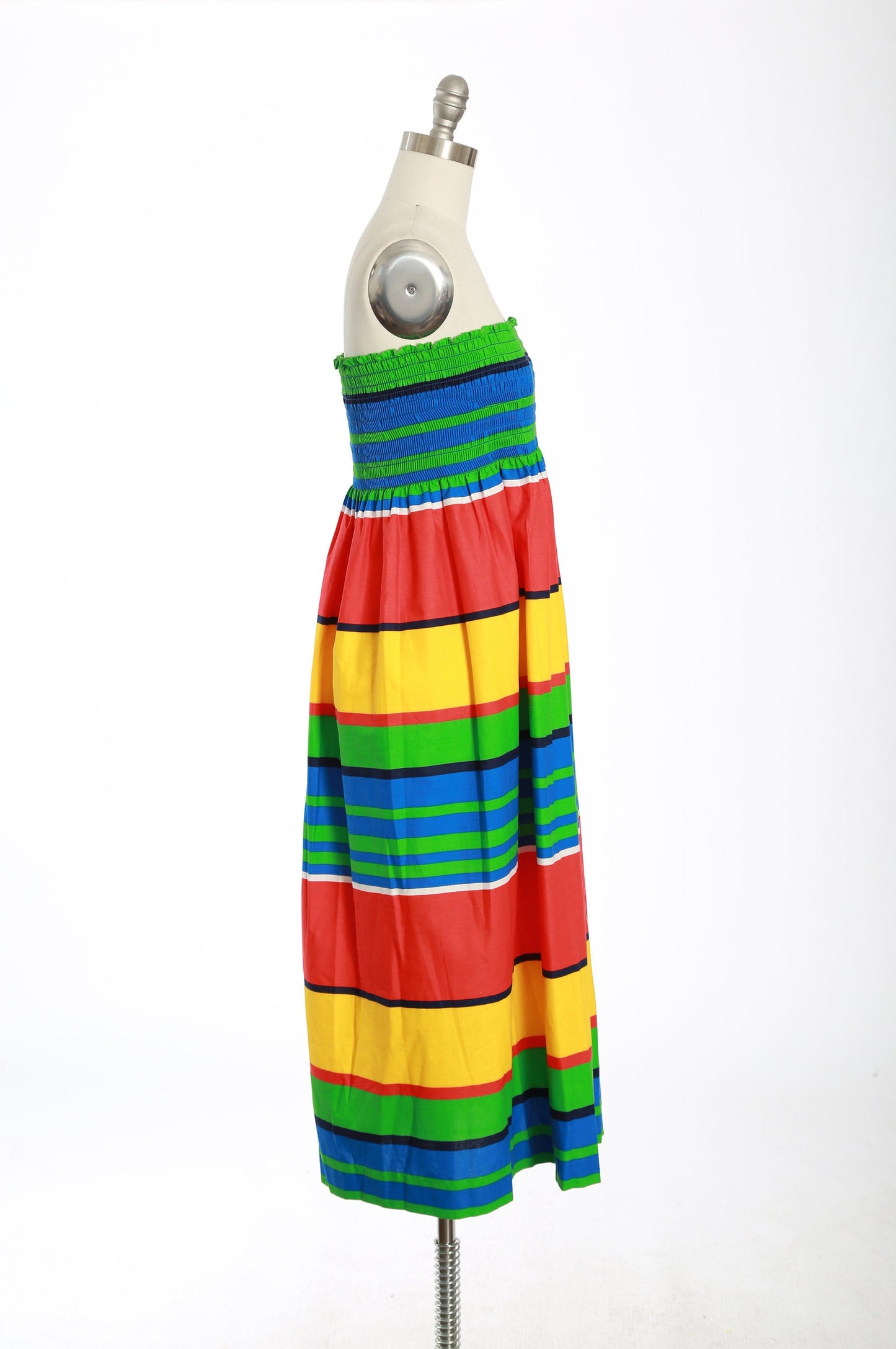 Vintage 80s rainbow striped cotton dress