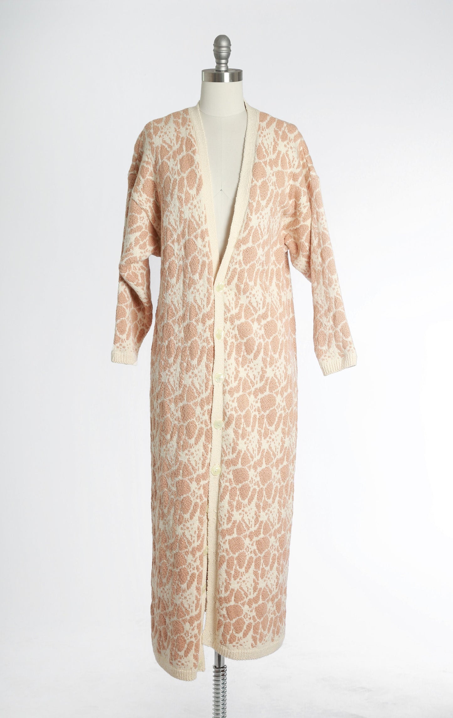 BABO Knit duster | Vintage 90s abstract knit cotton sweater |  long duster trench coat sweater