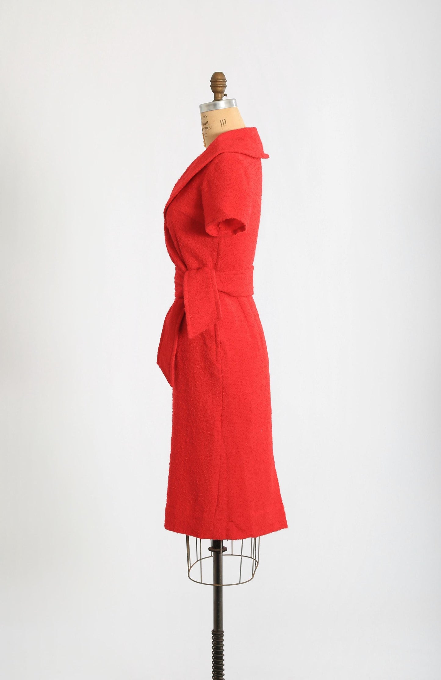 Vintage 50s red boucle knit dress