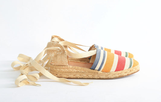 Vintage striped Spanish Espriella lace up shoes Sz 7 1/2