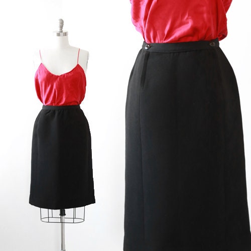 Vintage 60s black knit wool skirt