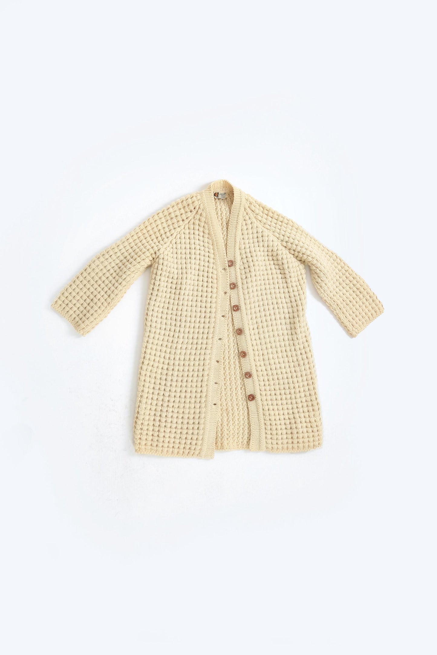 Vintage 60s Irish wool knit sweater | 1960s Hand knit long duster