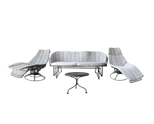 Vintage Mid Century Modern Homecrest Patio Set | Gilder sofa + 2 Fiesta loungers + side table