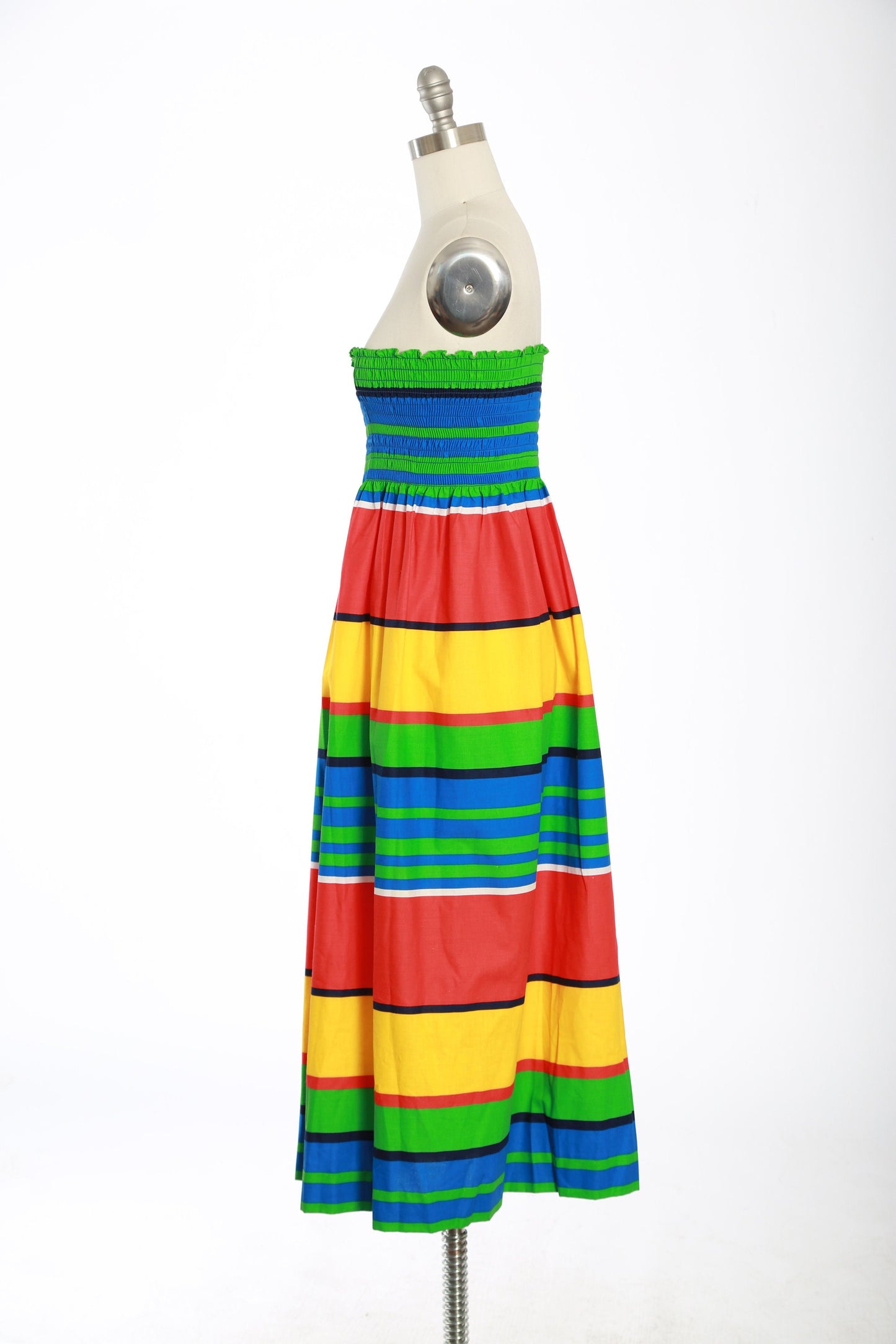 Vintage 80s rainbow striped cotton dress
