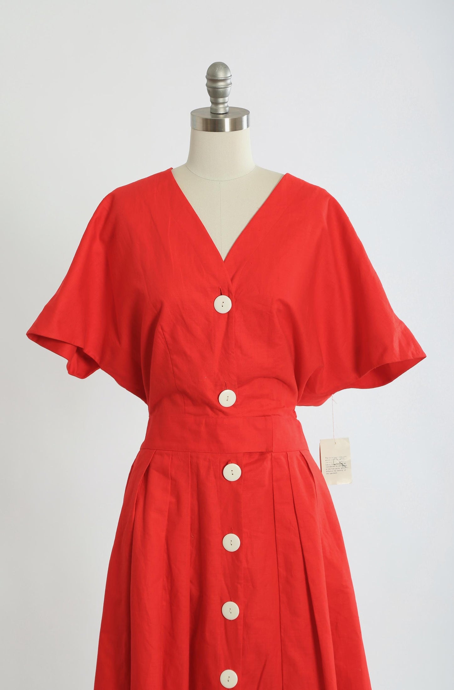 Vintage 90s Ambria red linen blend dress 16T L XL
