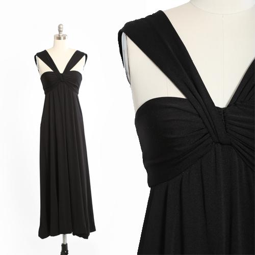 Vintage 70s Mardi Gras Saks Fifth Avenue black maxi dress