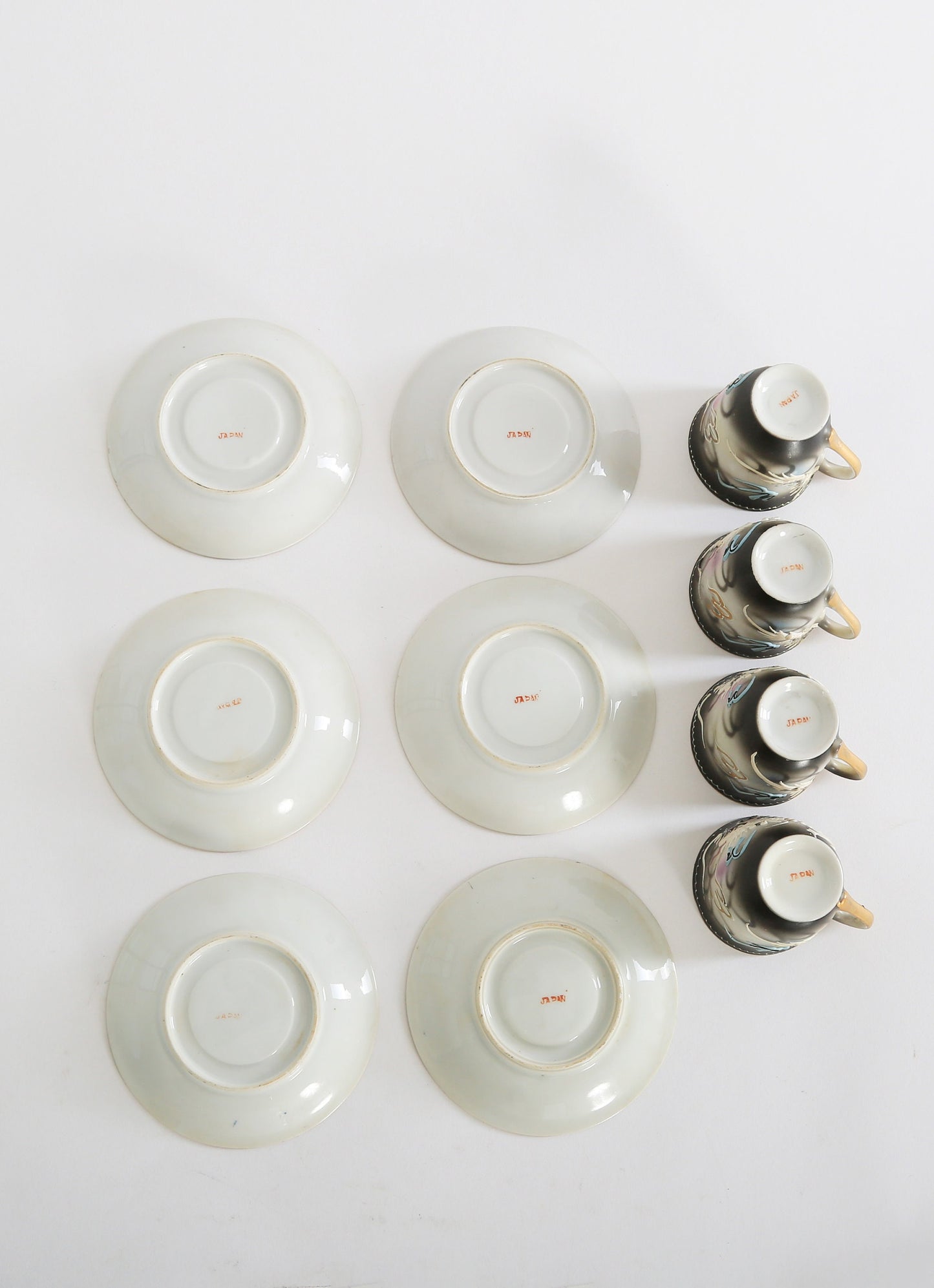 Antique Vintage 1940s 3D dragon hand painted Tea + Coffee set Japan