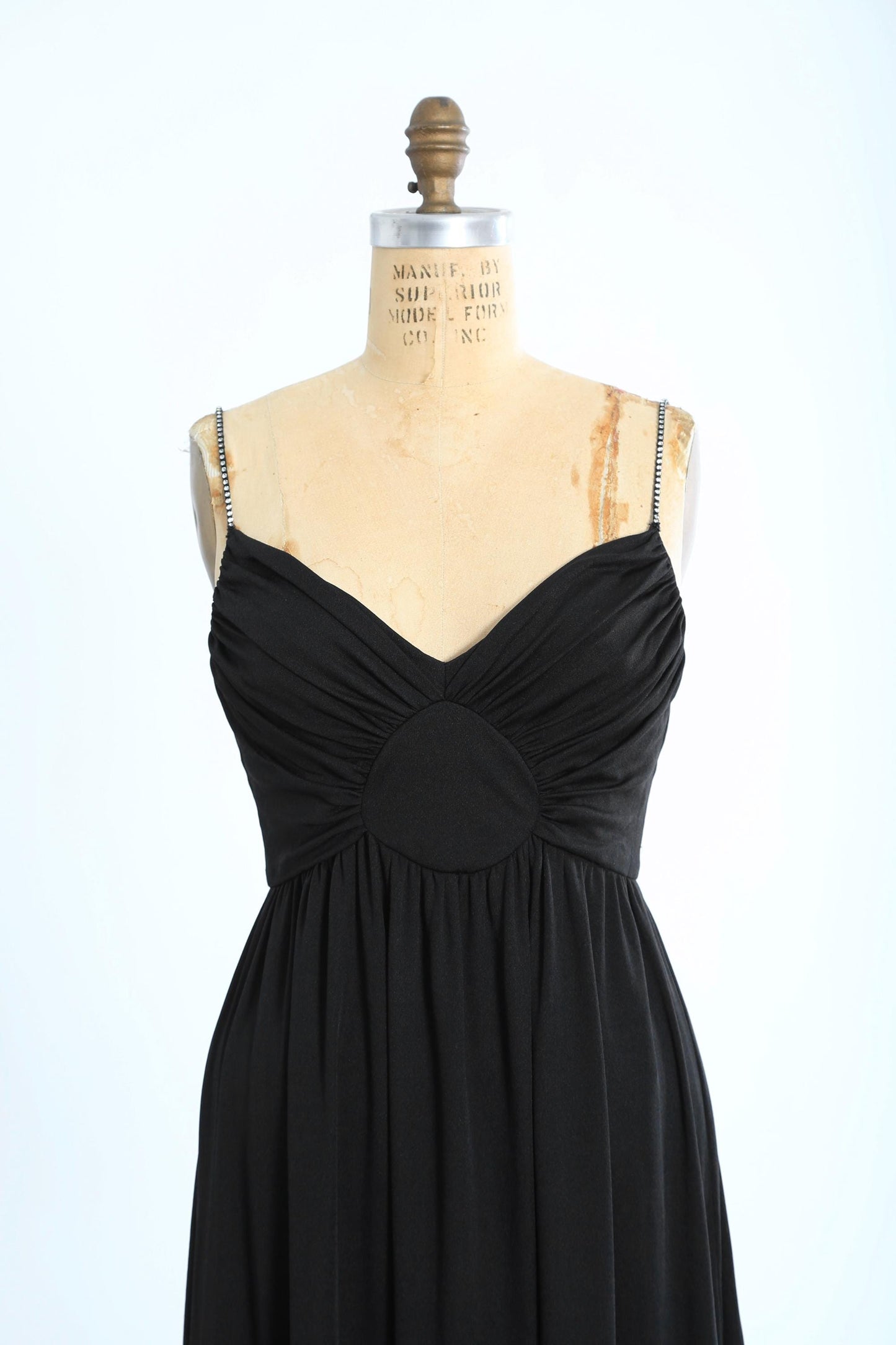 Vintage 70s black rhinestone maxi dress