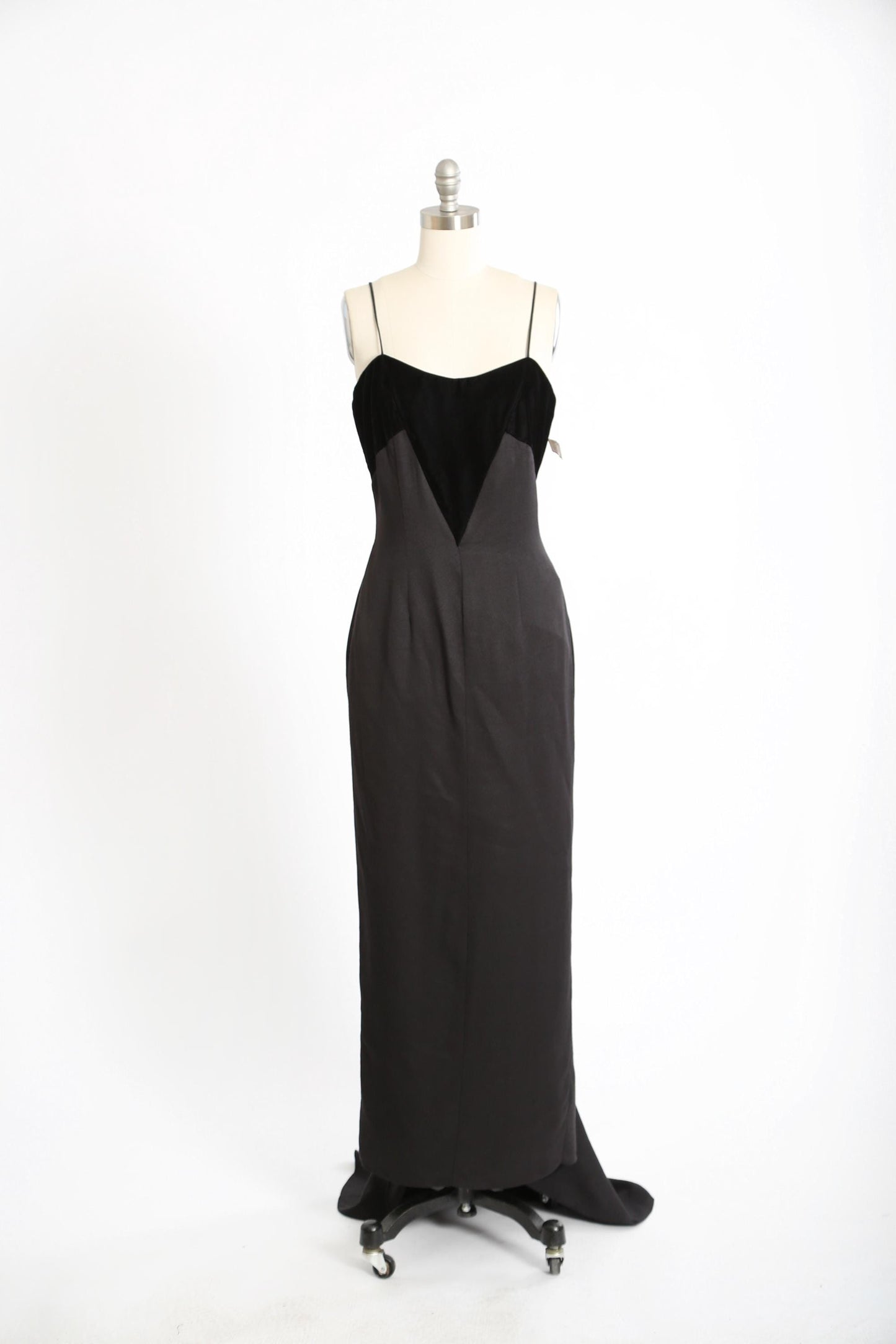 Vintage 90s black velvet deadstock gown
