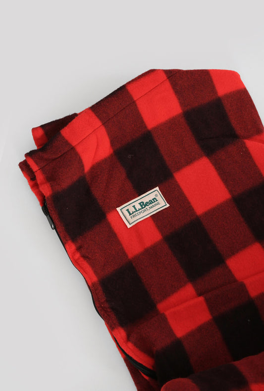 Vintage L.L. bean Polar fleece Deadstock red plaid fleece sleeping bag blanket