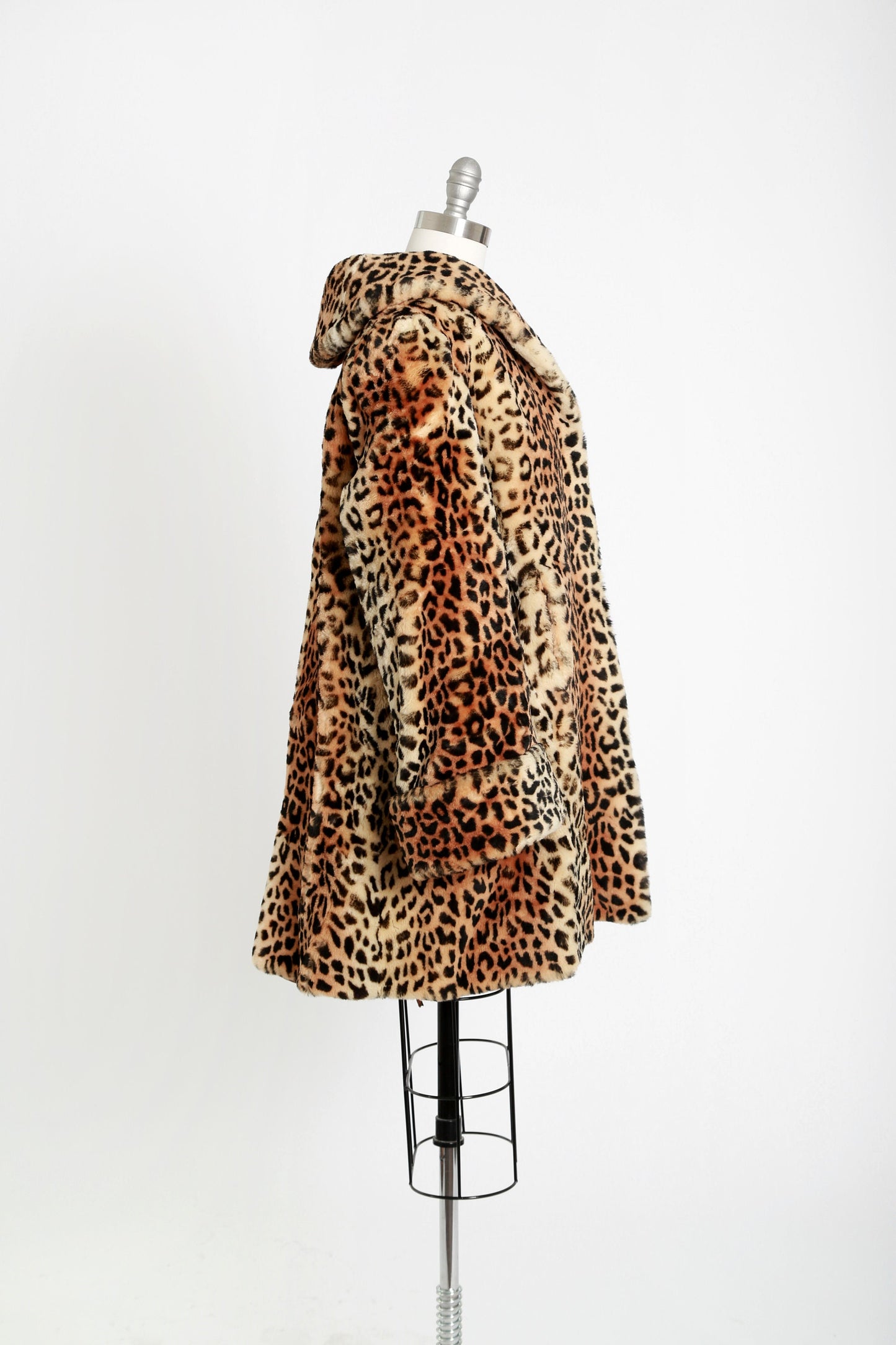 50s leopard print fur coat | Vintage 1950s sheepskin shearling fur Leopard print stroller
