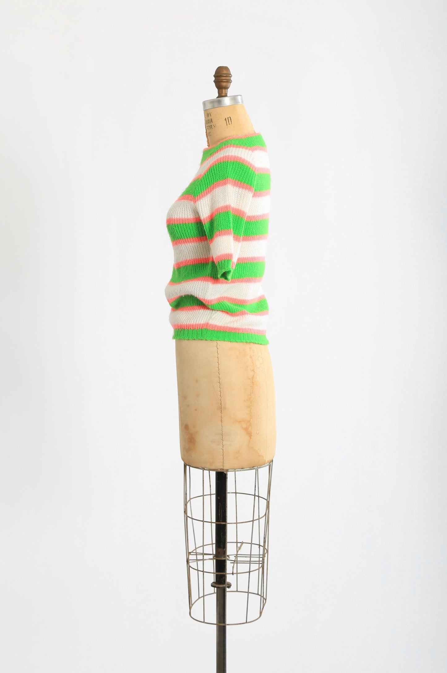 vintage 60s neon green striped knit sweater