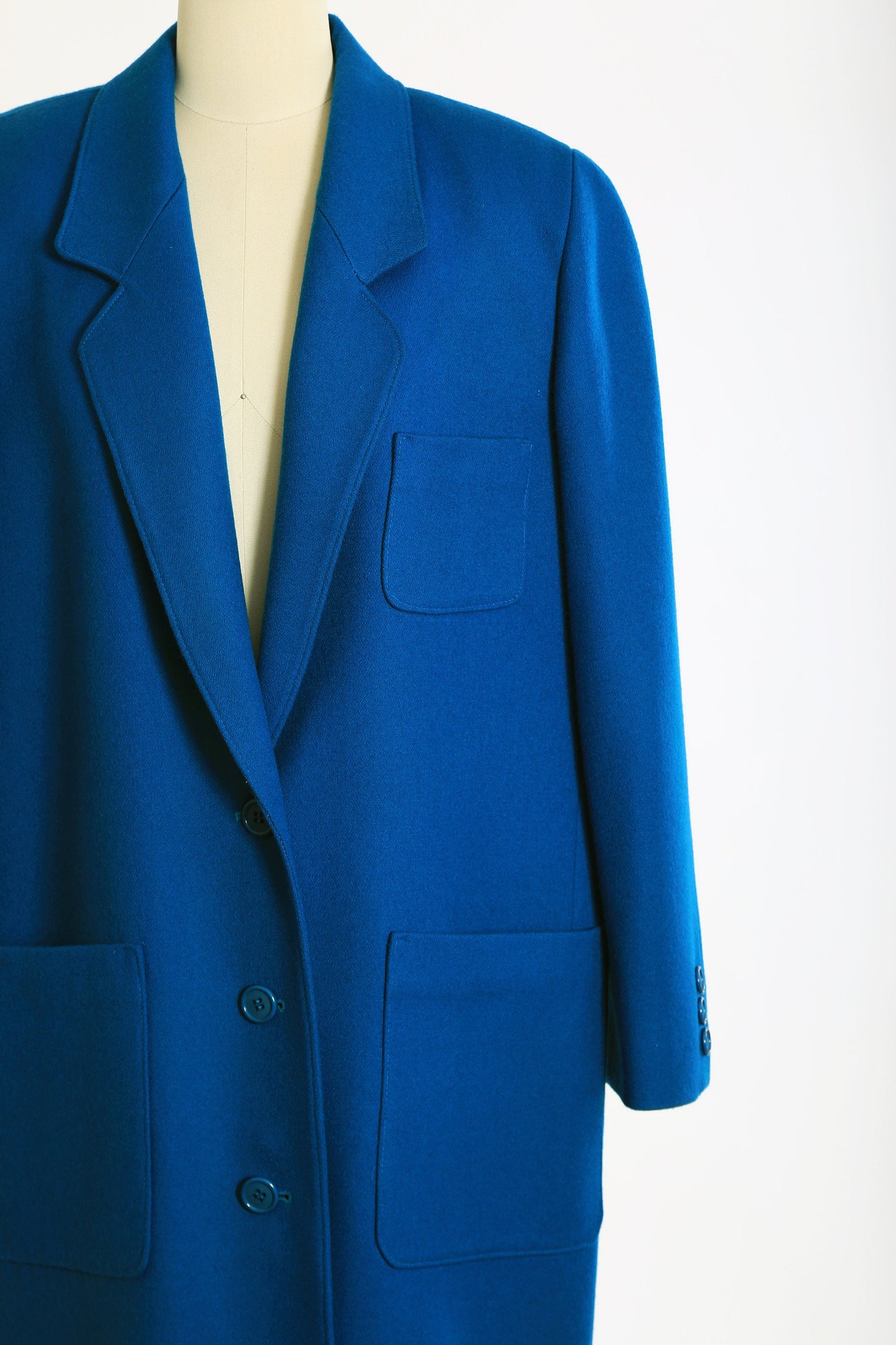 Fleurette blue wool coat | Vintage 1990s oversized blue wool coat