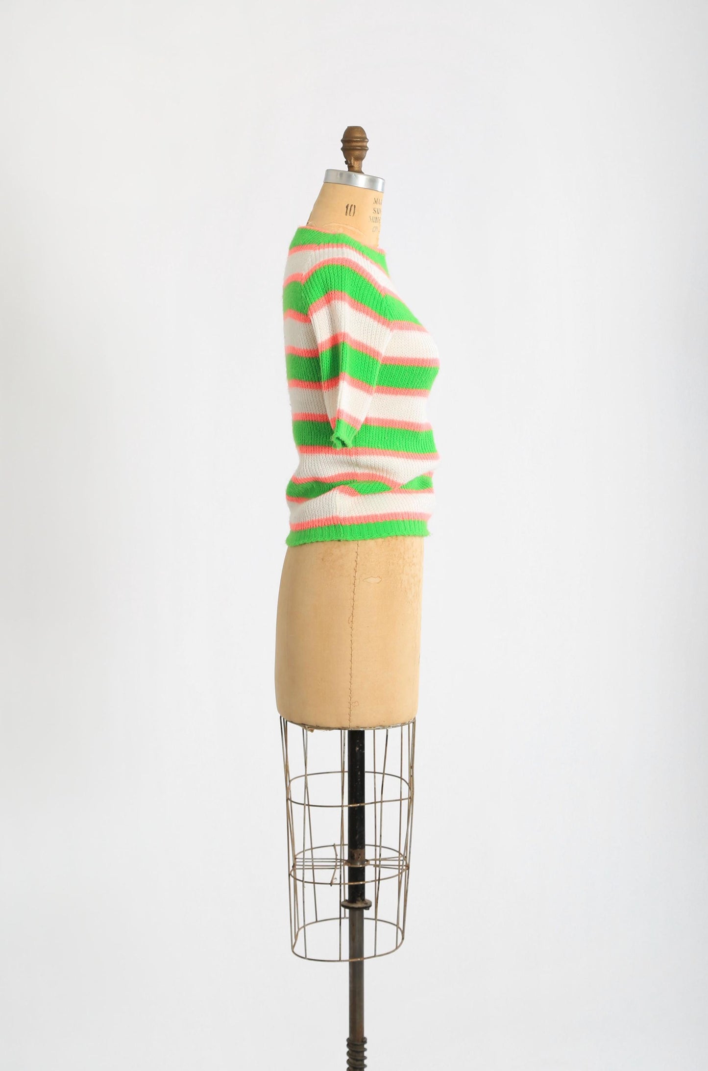 vintage 60s neon green striped knit sweater