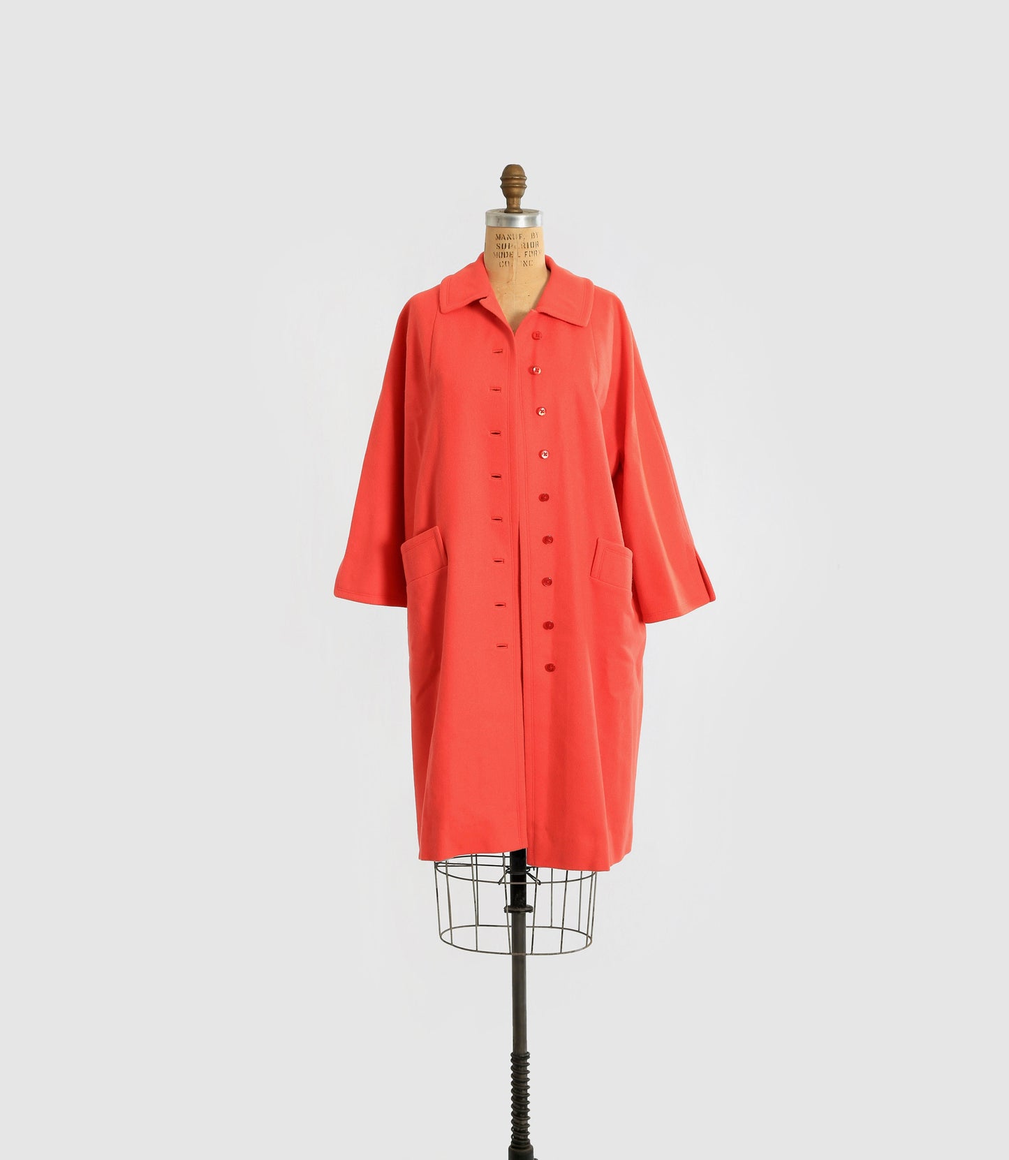 Vintage 50s 60s salmon orange woven wool coat