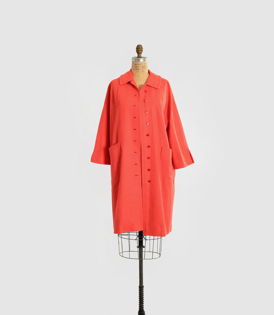 Vintage 50s 60s salmon orange woven wool coat