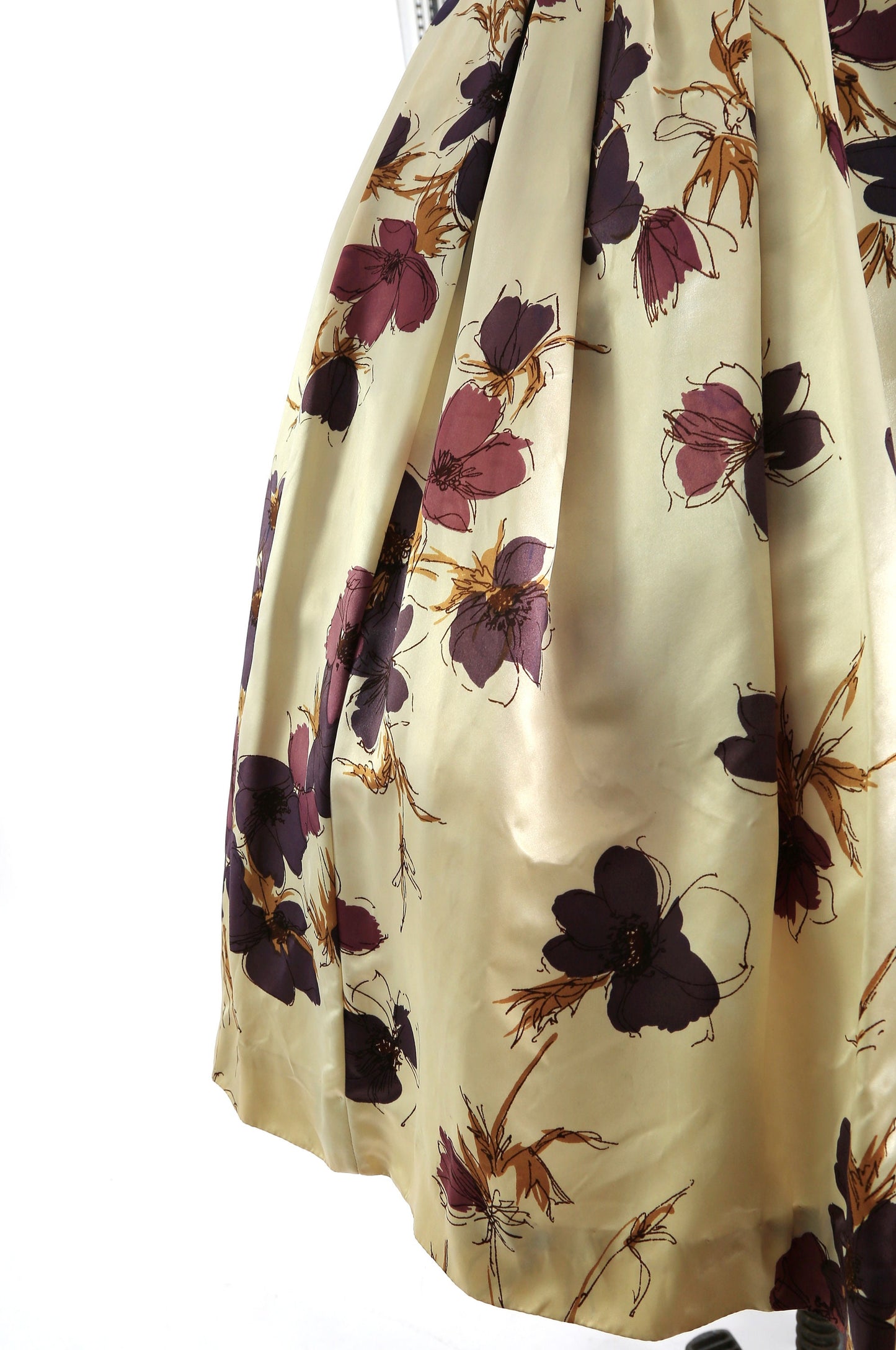 Vintage 50s purple floral satin dress ombre dress | Vintage 1950s artistic floral gown