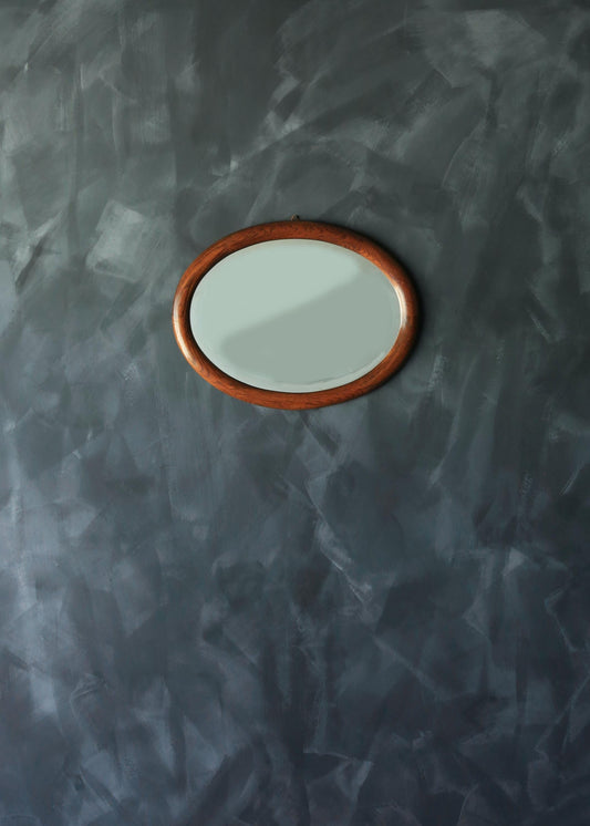 Antique Oak wood Oval mirror