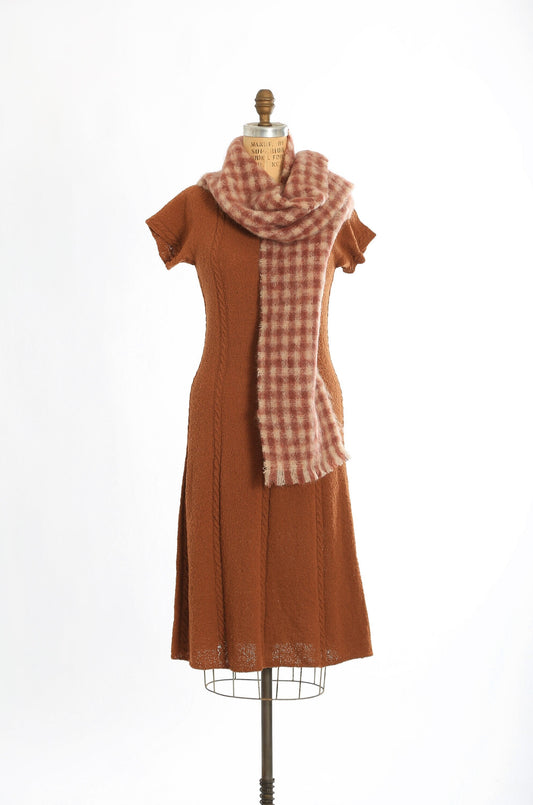 60s Mohair scarf | Vintage 1960s gingham Bloomingdales Scottish mohair scarf
