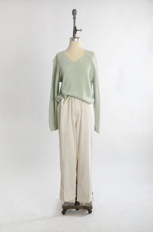 90s green woven knit cotton rayon sweater