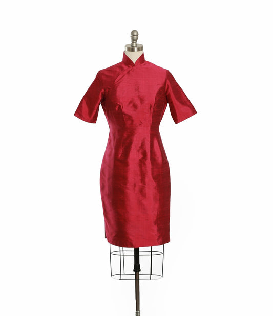 qipao pink silk dress | Vintage 60s pink Cheongsam dress